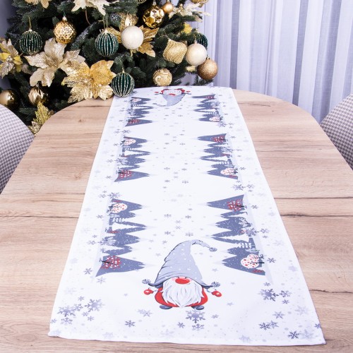 Pas świąteczny 40x140 cm Szare skrzaty