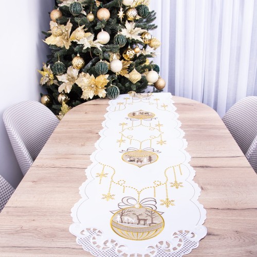 Pas świąteczny 40x200 cm YM30273 Bombka złota