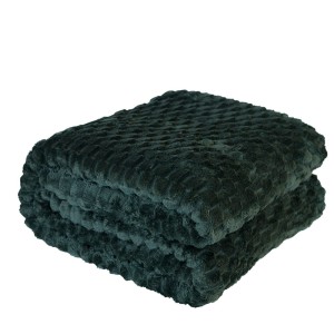 Koc Mikos 160x200 cm mikrofibra ciemna zieleń 010