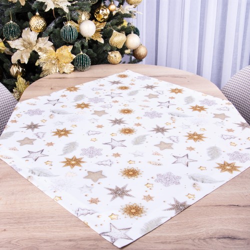 Serweta świąteczna 85x85 cm wzór 22381/1001 gwiazdki na białym tle Oxford