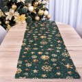 Pas świąteczny 40x140 cm wzór 22385/1002 śnieżki na błyszczącym zielonym tle
