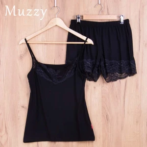 Piżama damska szorty WISKOZA czarny rozm: L