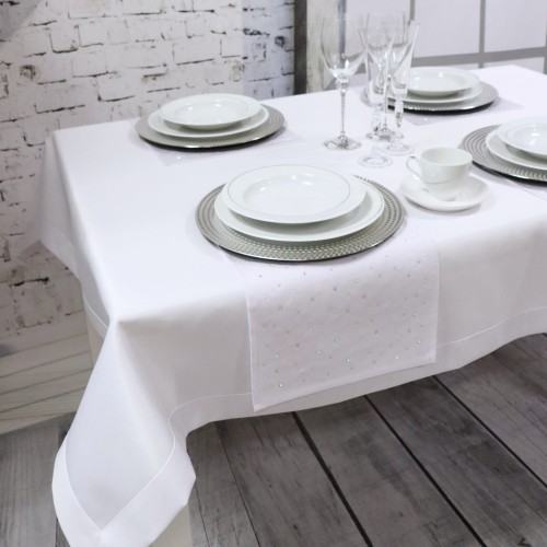 Obrus Aga 140x350 cm Biały prostokąt