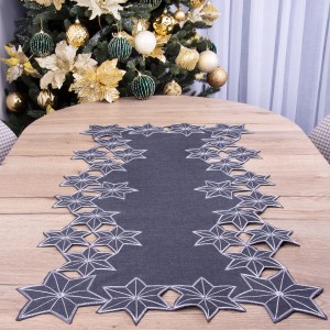 Bieżnik świąteczny 50x100 cm Gwiazdki + kryształki na grafitowym tle