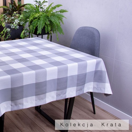 Obrus 140x220 cm Krata szaro-biała