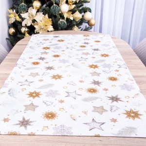Bieżnik 60x120 cm wzór 22381/1001 gwiazdki na białym tle Oxford