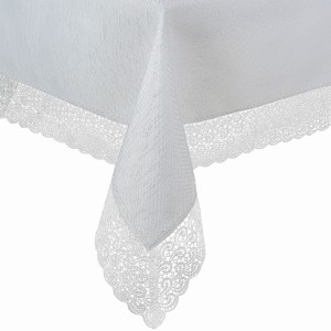 Obrus 404 110x160 cm z gipiurą Biały ze srebrną nitką prostokąt