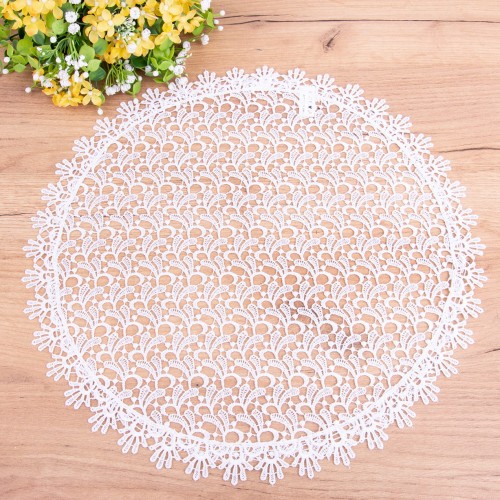 Serwetka koło 50 cm DA-808 cała gipiura Biała