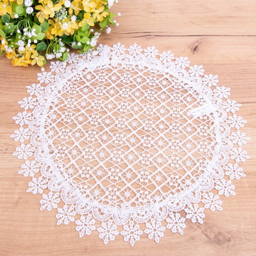 Serwetka koło 30 cm DA-807 cała gipiura biała