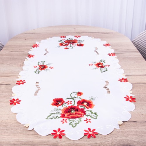 Bieżnik 50x100 cm DA-S13005N Maki biała owal