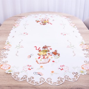 Bieżnik wielkanocny 60x120 cm H013 Królik z kwiatkiem owal