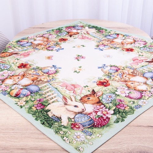 Serweta wielkanocna gobelinowa 90x90 cm Wielkanocne zajączki wzór 1