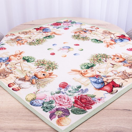 Serweta wielkanocna gobelinowa 90x90 cm Wielkanocne zajączki wzór 4