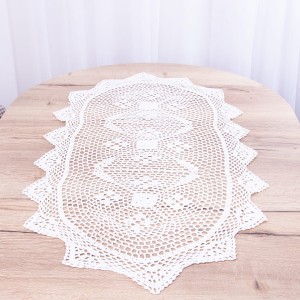 Bieżnik DA-1252 50x100 cm Szydełko biała owal