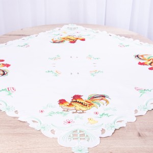 Serweta wielkanocna 85x85 cm GJ001 Koguty biała