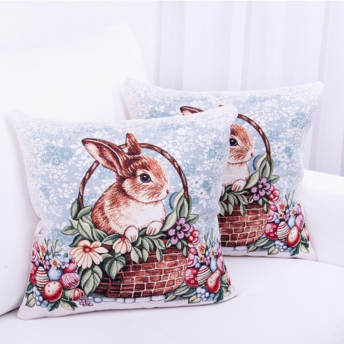 Poszewka wielkanocna gobelinowa 42x42 cm Wielkanocny zajączek wzór 3