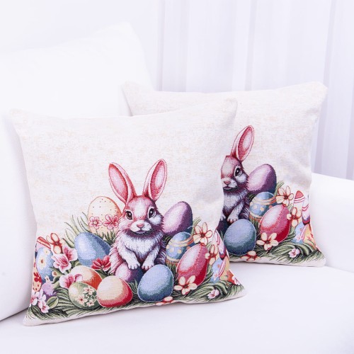 Poszewka wielkanocna gobelinowa 42x42 cm Wielkanocny zajączek wzór 4
