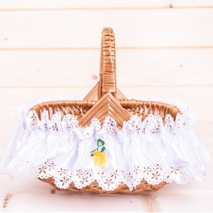 Falbanka na koszyk biała duża wzór 9, wysokość 9 cm, szerokość 15-30 cm