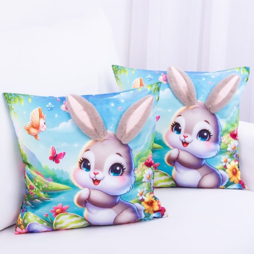 Wielkanocny zajączek z uszami 3D w wiosennej scenerii