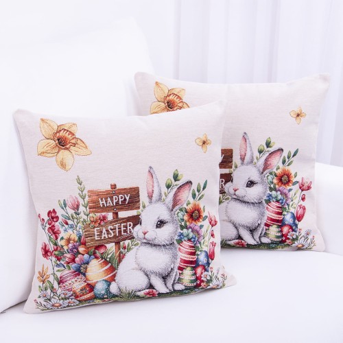 Poszewka wielkanocna gobelinowa 42x42 cm Wielkanocny zajączek wzór 8