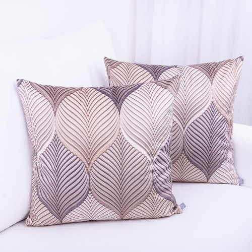 Poszewka ozdobna 40x40 cm Velluto Liście 55087/1022 w odcieniach ciepłych brązów i beżów