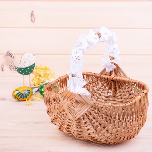 Ozdoba na rączkę koszyczka biała