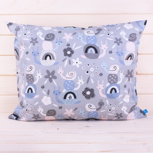 Poszewka z bawełny 70x80 cm Ślimaki na szarym