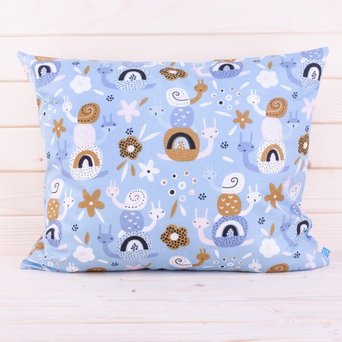 Poszewka z bawełny 50x60 cm Ślimaki na niebieskim