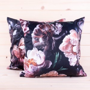 Poszewka ozdobna 45x45 cm Velluto Kwiaty na czarnym