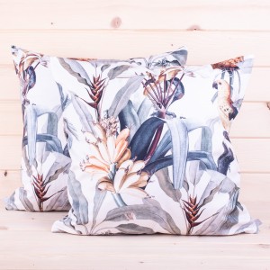 Poszewka ozdobna 45x45 cm Velluto Tropikalne liście i papugi