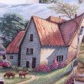Poszewka ozdobna 42x42 cm gobelinowa Wioska