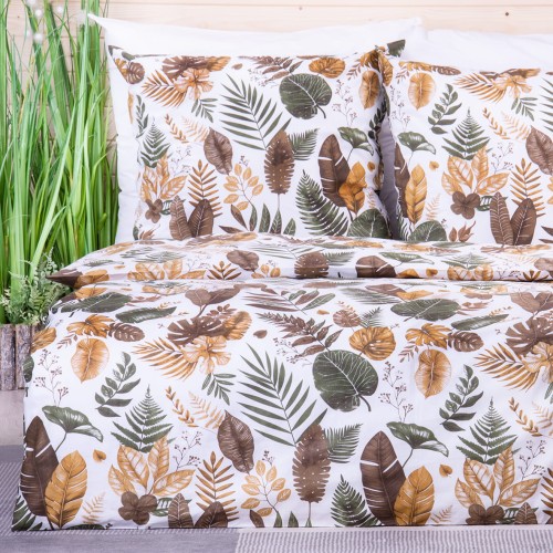 Pościel bawełniana 160x200 cm Brązowo-złote liście