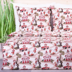 Pościel bawełniana 160x200 cm Miś strażak