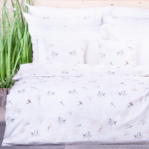 Pościel bawełniana 140x200 cm Ważki i listki