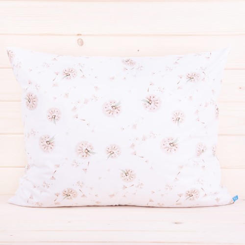 Poszewka z bawełny 50x70 cm Beżowe dmuchawce na białym