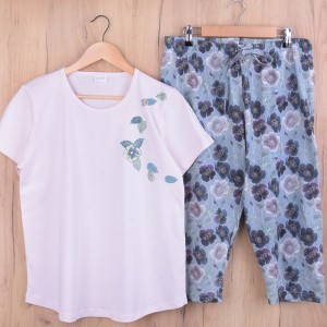 Piżama damska z krótkim rękawem i 3/4 spodnie 407013 rozm: L ciemny krem