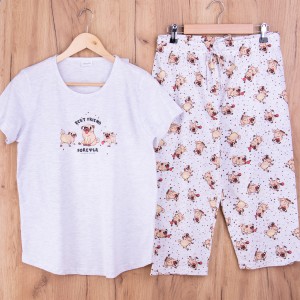 Piżama damska z krótkim rękawem i 3/4 spodnie 311192 rozm: XL jasny szary
