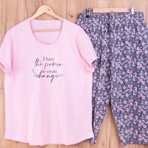 Piżama damska z krótkim rękawem i 3/4 spodnie 312098 rozm: 2XL jasny róż