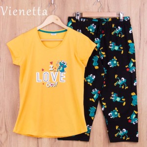 Piżama damska z krótkim rękawem i 3/4 spodnie 110038 rozm: L