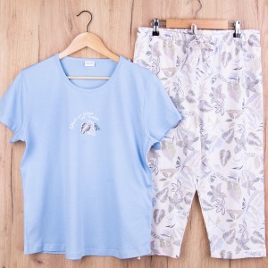 Piżama damska z krótkim rękawem i 3/4 spodnie 408154 rozm: XL błękit