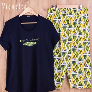 Piżama damska z krótkim rękawem i 3/4 spodnie 311082 rozm: 2XL granat