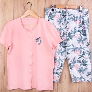 Piżama damska z krótkim rękawem i 3/4 spodnie 410035 rozm: XXL ciemna brzoskwinia