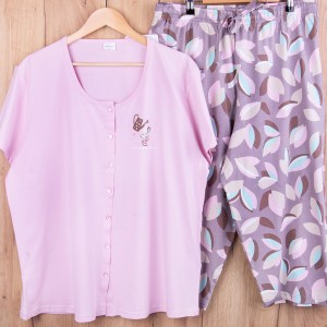Piżama damska z krótkim rękawem i 3/4 spodnie 410044 rozm: 2XL jasny róż