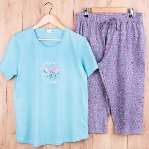 Piżama damska z krótkim rękawem i 3/4 spodnie 311093 rozm: XL mięta