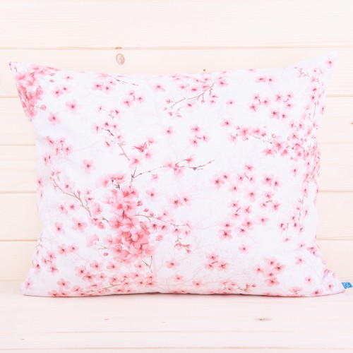 Poszewka z bawełny 40x60 cm Różowy kwiat wiśni na białym