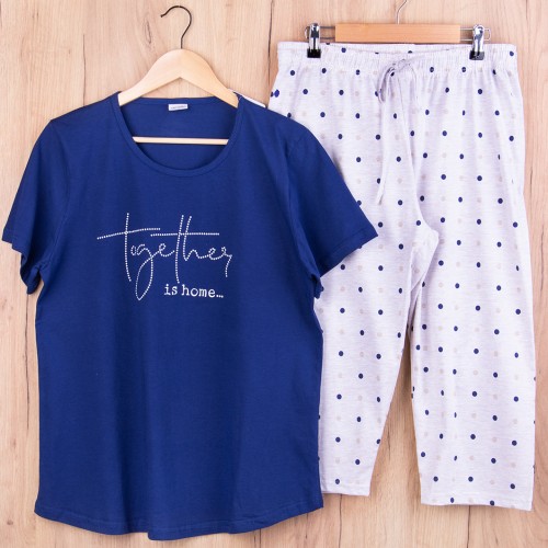 Piżama damska z krótkim rękawem i 3/4 spodnie 303219 rozm: XL granat