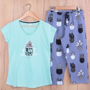 Piżama damska z krótkim rękawem i 3/4 spodnie 11063 rozm: S