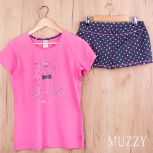 Piżama damska z krótkim rękawem i szortami KOTEK rozm: L