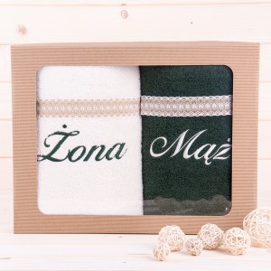 Komplet ręczników 2*70x140 cm Żona Mąż wzór 18