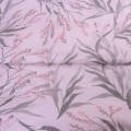 Pościel bawełniana 160x200 cm Szare liście na różowym tle